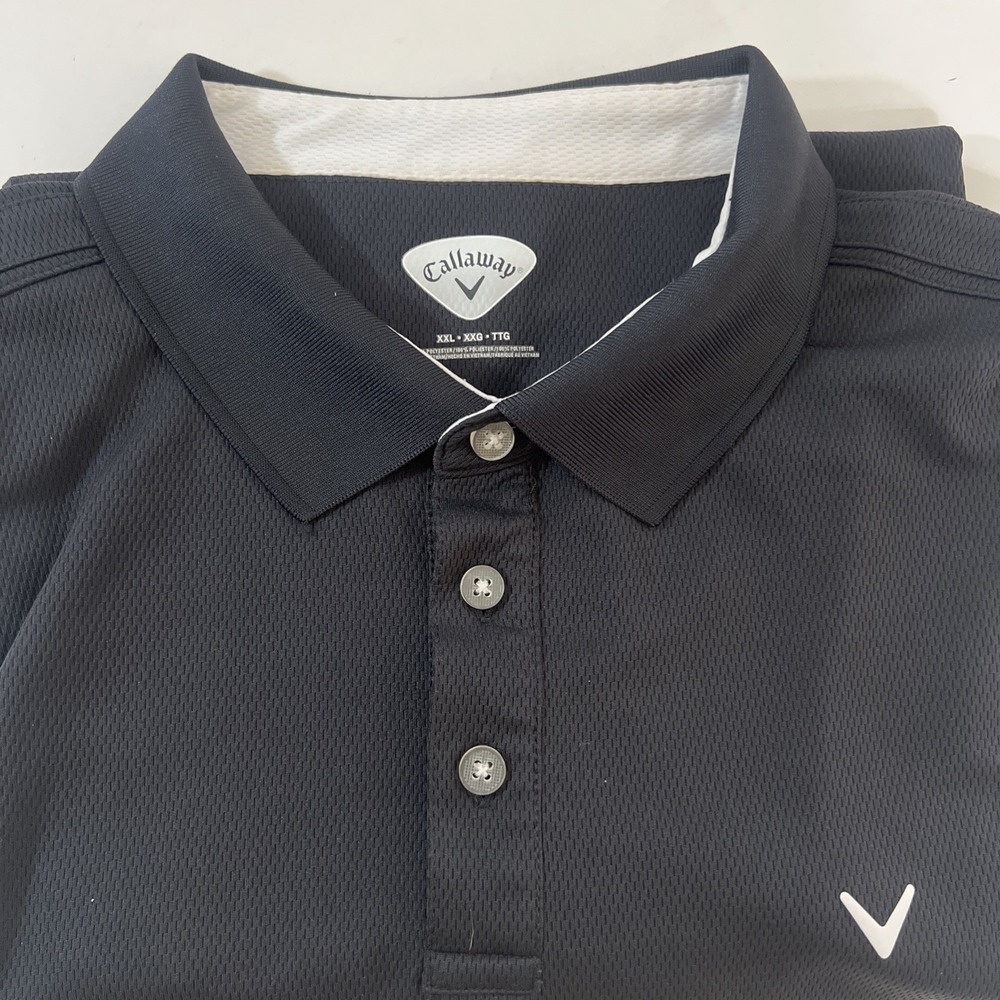 Callaway Polo Shirt Men's XXL Black Solid 100% Polyester, Classic‎